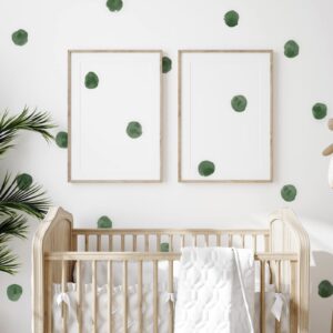 royolam 72pcs 2.2'' blackish green polka dots wall decals nursery watercolor wall stickers for kids removable peel and stick wall art decor for classroom living room bedroom(blackish green,6 sheets)