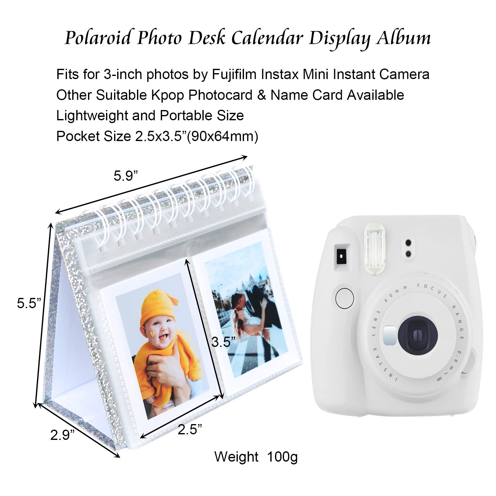 68 Pockets Polaroid Flip Book Albums, Polaroid Desk Album, Calendar Instax Mini Flip Book, Kpop Photocard Holder Book, 3 Inch Mini Photo Display Album For Polaroid Fujifilm Instax Mini Series Camera