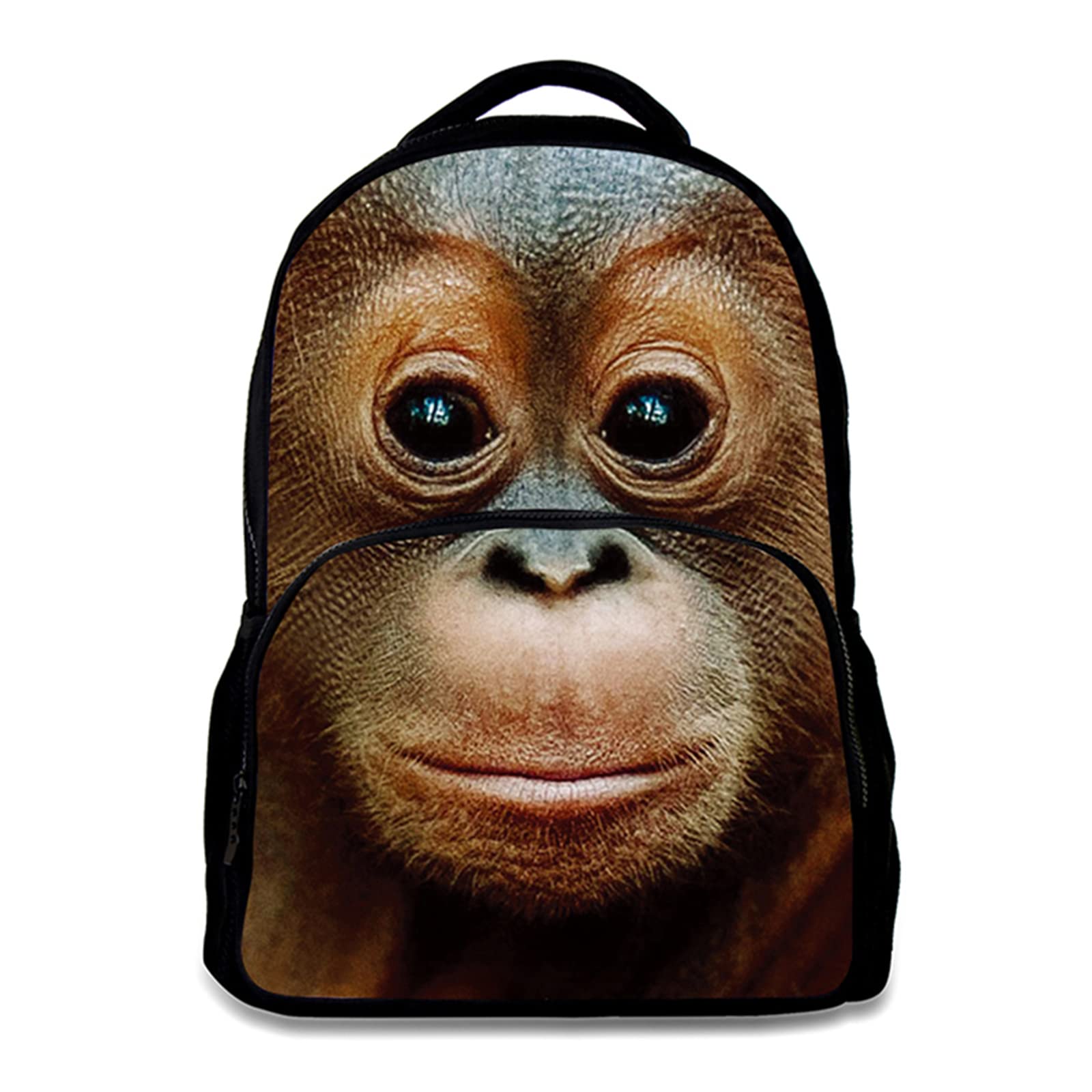 Animal Backpack Orangutan 3D Printing School Student Bag 17 Inch For Man/Kid/Girl/Boy/Woman Black Cool Design Casual Daypack