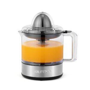 holstein housewares 27-oz electric citrus juicer, black/stainless steel - ideal for freshly squeezed orange, lemon, grapefruit juices for breakfast or drinks