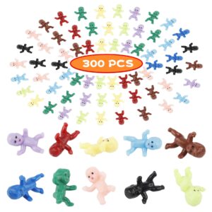 zalmoxe mini plastic babies 300 pcs, tiny baby figurines small king cake babies bulk for baby shower ice cube game party favors decorations crafting 1 inch (random colors)