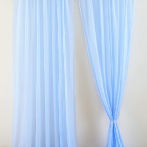 Baby Blue Backdrop Curtain for Parties Baby Blue Chiffon Sheer Fabric Drape Wedding Arch Backdrop for Birthday Party Photo Baby Shower 10ft x 7ft