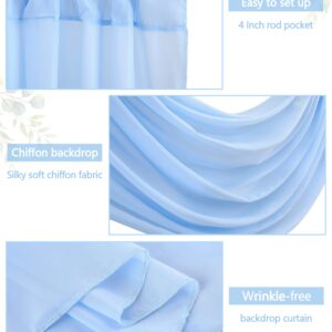 Baby Blue Backdrop Curtain for Parties Baby Blue Chiffon Sheer Fabric Drape Wedding Arch Backdrop for Birthday Party Photo Baby Shower 10ft x 7ft