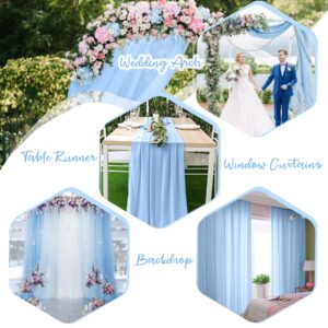 Baby Blue Backdrop Curtain for Parties Baby Blue Chiffon Sheer Fabric Drape Wedding Arch Backdrop for Birthday Party Photo Baby Shower 10ft x 7ft