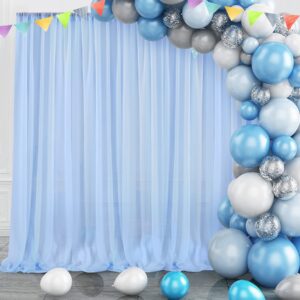 Baby Blue Backdrop Curtain for Parties Baby Blue Chiffon Sheer Fabric Drape Wedding Arch Backdrop for Birthday Party Photo Baby Shower 10ft x 7ft