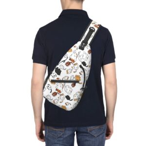 Funny Cute Cat Sling Backpack Cat Chest Bags Crossbody Animal Shoulder Bag for Men Women