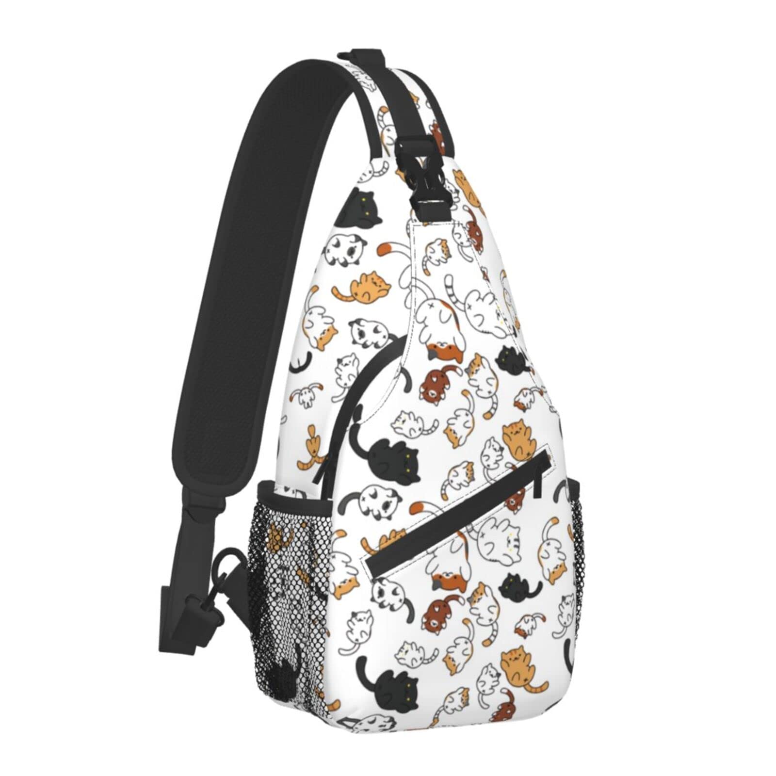 Funny Cute Cat Sling Backpack Cat Chest Bags Crossbody Animal Shoulder Bag for Men Women