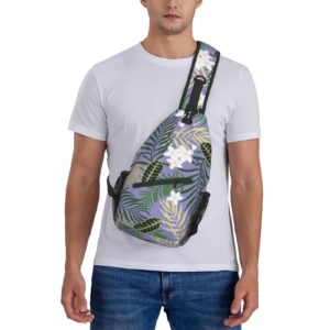 ASYG Hawaiian Tropical Flower Sling Bag Travel Hiking Casual Daypack Crossbody Shoulder Backpack Unisex Chest Bag