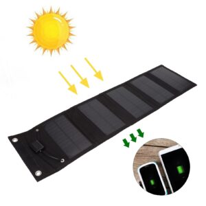 15W Foldable Portable Solar Panel, USB Solar Panel for Portable Power Station Generator Cell Phones Camera Lamp, Waterproof and Lightweight