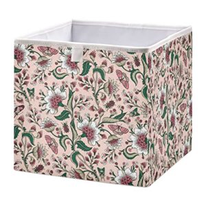 RunningBear Bohemia Stylish Flower Storage Basket Storage Bin Square Collapsible Nursery Hamper Foldable Fabric Cube Organizer for Closet Shelf Car