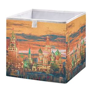 runningbear painting moscow cathedral storage basket storage bin square collapsible nursery hamper cloth baskets containers organizer for nursery toys kids room