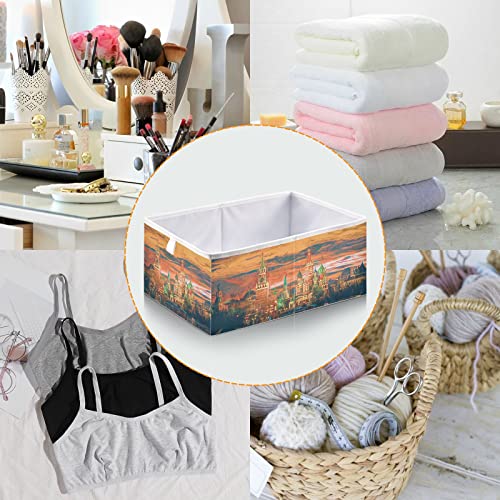 RunningBear Painting Moscow Cathedral Storage Basket Storage Bin Square Collapsible Nursery Hamper Cloth Baskets Containers Organizer for Nursery Toys Kids Room