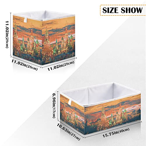 RunningBear Painting Moscow Cathedral Storage Basket Storage Bin Square Collapsible Nursery Hamper Cloth Baskets Containers Organizer for Nursery Toys Kids Room