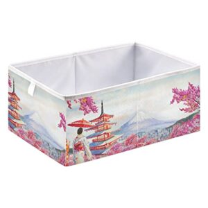 japan women kimono storage basket storage bin rectangular collapsible nursery hamper large toy chest organizer for boys girls toys