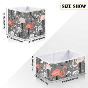 Birds Flamingo Flowers Storage Basket Storage Bin Rectangular Collapsible Toy Bins Clothes Toys Bin Organizer for Makeup Closet Bathroom Bedroom