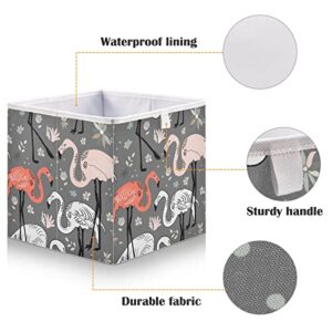 Birds Flamingo Flowers Storage Basket Storage Bin Rectangular Collapsible Toy Bins Clothes Toys Bin Organizer for Makeup Closet Bathroom Bedroom