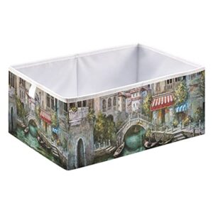 Venetian Architecture Canal Storage Basket Storage Bin Rectangular Collapsible Storage Hamper Large Toy Box Organizer for Office Bedroom ClothesToys