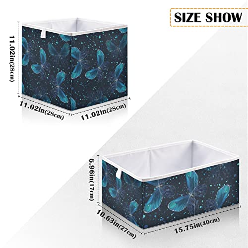 Blue Butterflies Storage Basket Storage Bin Square Collapsible Storage Hamper Clothes Toys Bin Organizer for Laundry Room Baby Room