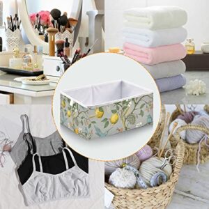 Lemons Flowers Hummingbirds Storage Basket Storage Bin Square Collapsible Nursery Hamper Decorative Storage Boxes Organizer for Home Office Dorm Shelf