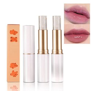 bingbrush 2pcs gold foil temperature change lipstick waterproof moisturizing lip balm jelly crystal discoloration