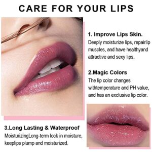 BINGBRUSH 2Pcs Gold Foil Temperature Change Lipstick Waterproof Moisturizing Lip Balm Jelly Crystal Discoloration