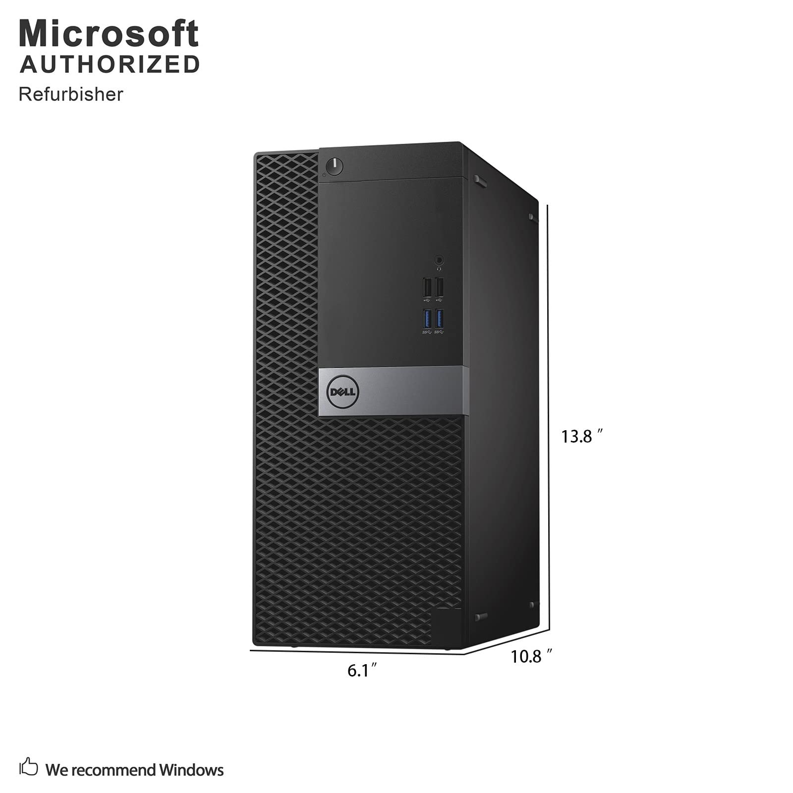 Dell OptiPlex 5040 Tower High Performance Business Desktop Computer, Intel Quad Core i7-6700 up to 4.0GHz, 32G RAM, 2T HDD, WiFi, BT, 4K Support, DP, HDMI, Windows 10 Pro 64 En/Sp/Fr(Renewed)