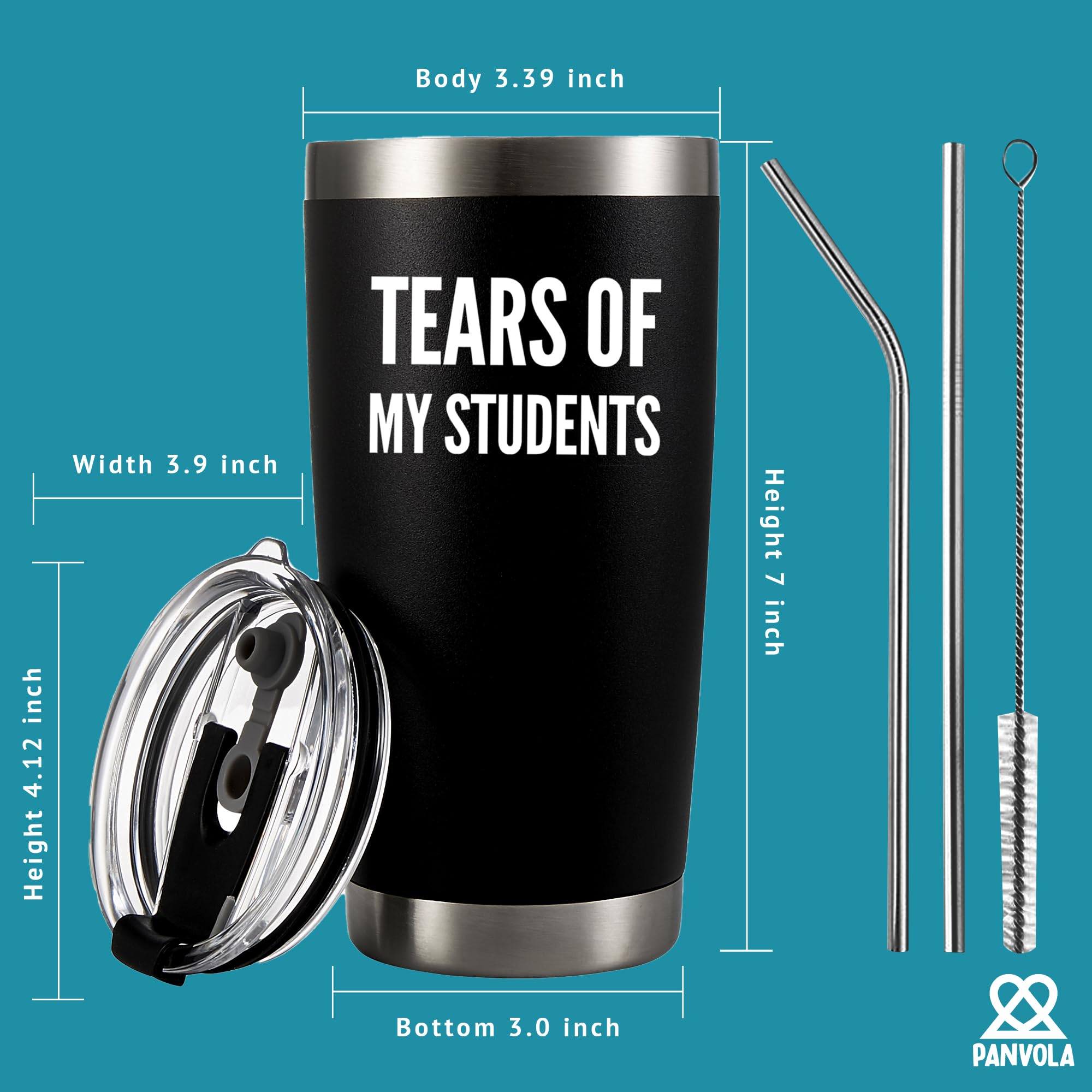 Panvola Tears Of My Students Vacuum Insulated Tumbler Teacher Gifts From Student Funny College Professor Dad Mom Son Daughter Graduation Appreciation Drinkware Travel Mug (20 oz, Black)