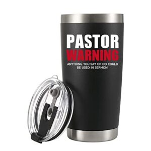 pastor warning anything you say or do could be used in sermon vacuum insulated tumbler 20oz funny stainless steel drinkware preacher minister appreciation ordination christmas with straw lid