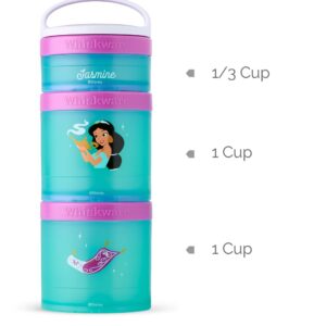 Whiskware Disney Princess Stackable Snack Containers for Kids and Toddlers, 3 Stackable Snack Cups for School and Travel, Jasmine and Magic Carpet