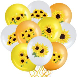 45 pieces sunflower party decorations balloons sunflower latex balloons 12 inches yellow white sunflower balloons for summer sunflower themed baby shower birthday wedding party decorations supplies