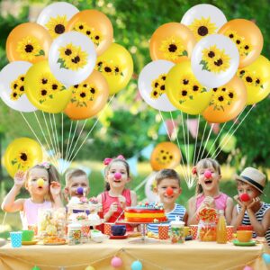 45 Pieces Sunflower Party Decorations Balloons Sunflower Latex Balloons 12 Inches Yellow White Sunflower Balloons for Summer Sunflower Themed Baby Shower Birthday Wedding Party Decorations Supplies