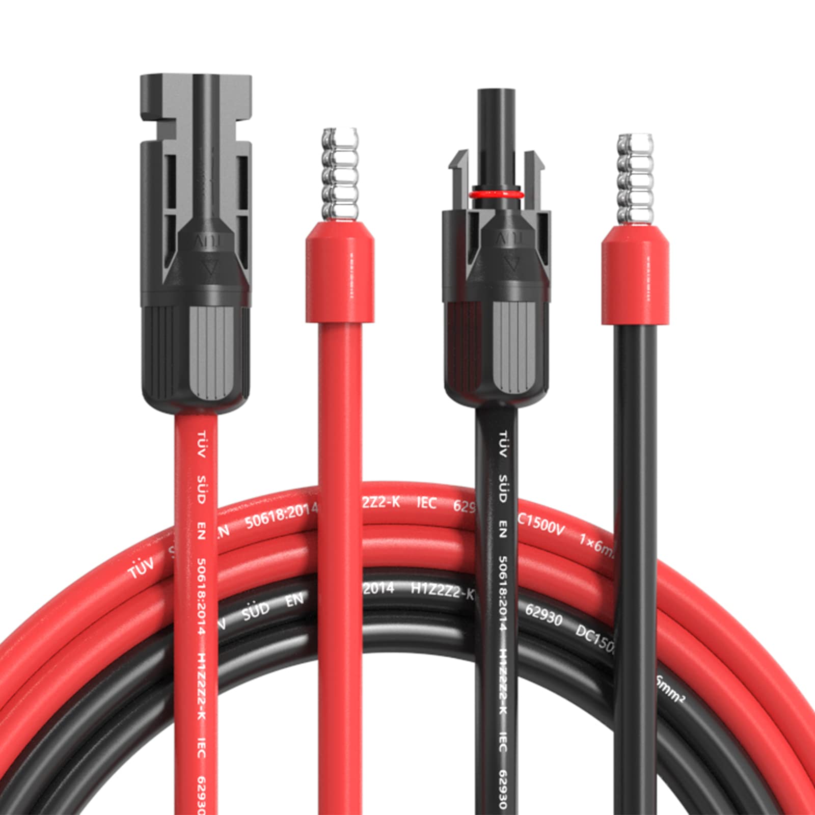 PowMr 10 Feet 10AWG(6mm²) Solar Extension Cable with Female and Male Connector Solar Panel Adaptor Kit Tool(Red & Black)