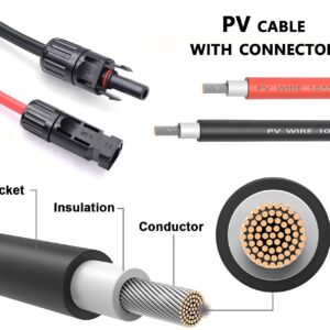 PowMr 10 Feet 10AWG(6mm²) Solar Extension Cable with Female and Male Connector Solar Panel Adaptor Kit Tool(Red & Black)