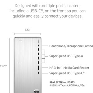 HP 2023 Newest Pavilion Desktop, AMD Ryzen 7 5700G, 16GB RAM, 256GB SSD + 1TB HDD, Wi-Fi 5, Bluetooth, 9 USB Ports, Pre-Built PC Tower, Windows 11 Bundle with JAWFOAL