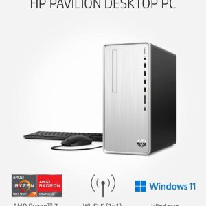 HP 2023 Newest Pavilion Desktop, AMD Ryzen 7 5700G, 16GB RAM, 256GB SSD + 1TB HDD, Wi-Fi 5, Bluetooth, 9 USB Ports, Pre-Built PC Tower, Windows 11 Bundle with JAWFOAL