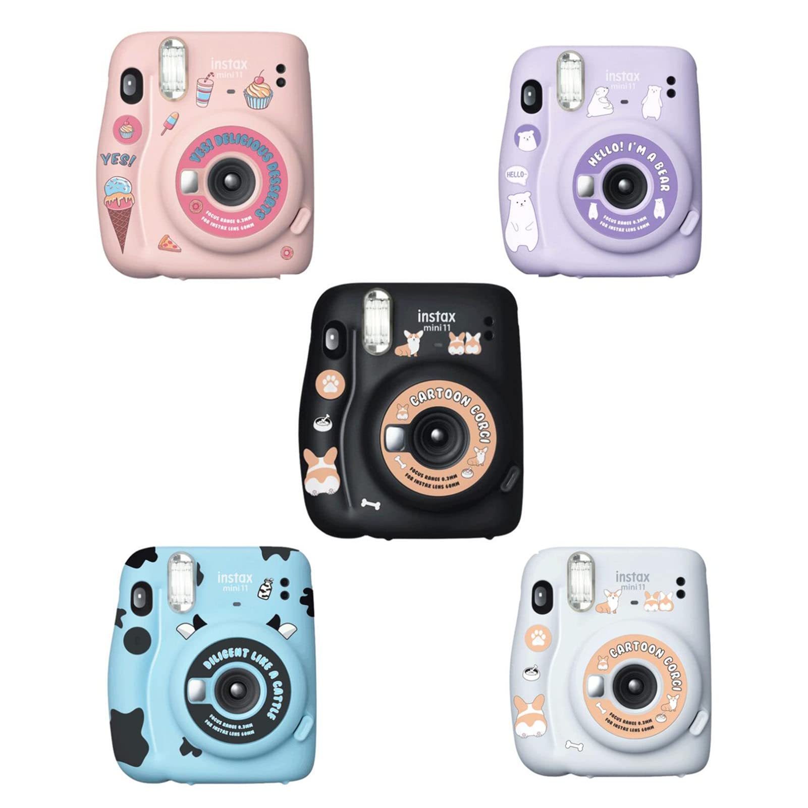 Mini 11 Accessories Kit for Fujifilm Instax Mini 11 Instant Camera Sticker, Camera Case Bag Film Photo Album Book Wall Hanging Frame Decoration Decal Set of 5 Sheets (Dessert Animal)