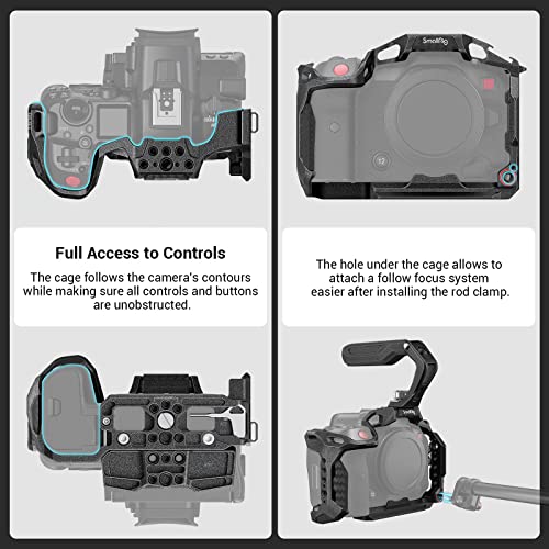 SmallRig R5C Camera Cage Handheld Kit for Canon R5 C with Top Handle, Full Cage, Cable Clamp for HDMI&USB-C -3891