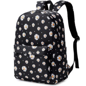 kouxunt daisy school backpack for girls womens, school bags collge bookbags laptop backpacks for kids teens adults (black)