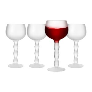 the wine savant aesthetic cloud elegant crystal wine & water glasses, hand blown, premium trendy sand blasted glasses - stemmed red white wine glasses, 100% lead-free - pinot noir - 7 oz rim