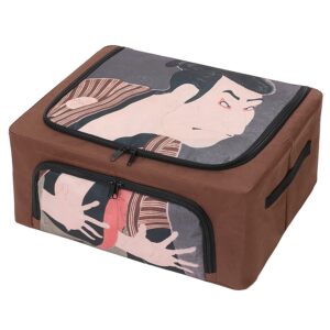 astro clothes storage bag, clothes storage bins foldable closet organizers with wire, zipper, top and front bins for sweaters, coats, t-shirts, blankets, toshusai sharaku ukiyo-e, gift, 900-47