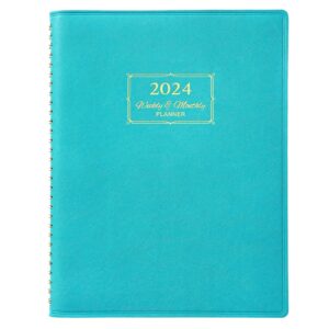 2024 planner - planner 2024, monthly planner 2024 with leather cover, 8.5 x 11, from jan 2024 to dec 2024, twin-wire binding, 12 printed monthly tabs