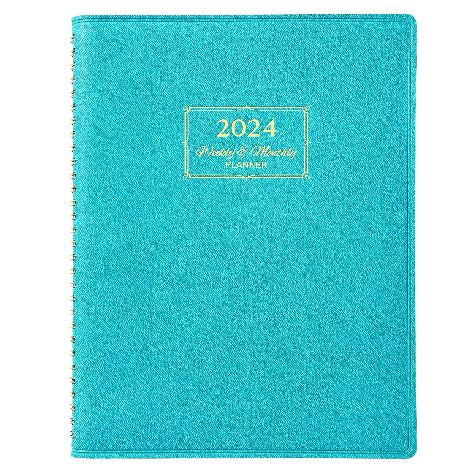 2024 Planner - Planner 2024, Monthly planner 2024 with Leather Cover, 8.5 x 11, from Jan 2024 to Dec 2024, Twin-Wire Binding, 12 Printed Monthly Tabs