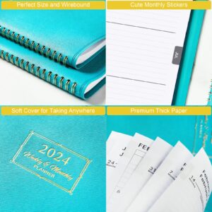 2024 Planner - Planner 2024, Monthly planner 2024 with Leather Cover, 8.5 x 11, from Jan 2024 to Dec 2024, Twin-Wire Binding, 12 Printed Monthly Tabs