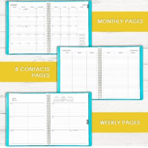 2024 Planner - Planner 2024, Monthly planner 2024 with Leather Cover, 8.5 x 11, from Jan 2024 to Dec 2024, Twin-Wire Binding, 12 Printed Monthly Tabs