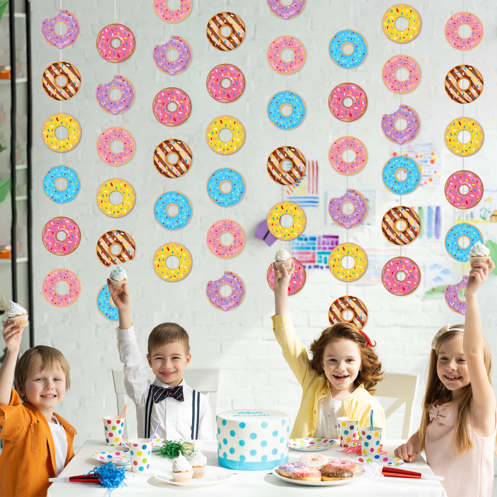 Donut Birthday Party Banners Donut Garland Kit Donuts Hanging Swirl Donut Grow Up Party Supplies Decorations Donut Paper Cutouts for Baby Shower Party Home Classroom Favor Supplies Decor