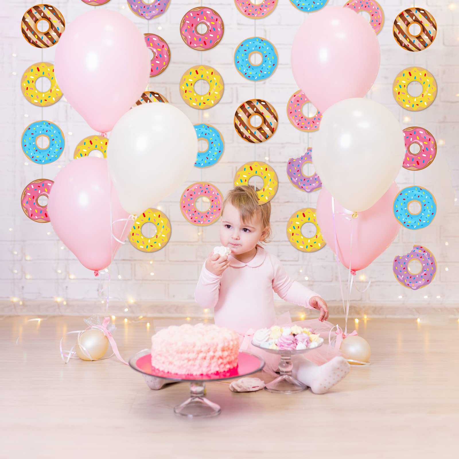 Donut Birthday Party Banners Donut Garland Kit Donuts Hanging Swirl Donut Grow Up Party Supplies Decorations Donut Paper Cutouts for Baby Shower Party Home Classroom Favor Supplies Decor