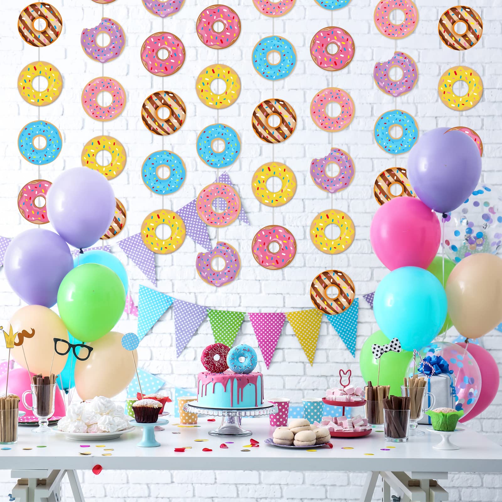 Donut Birthday Party Banners Donut Garland Kit Donuts Hanging Swirl Donut Grow Up Party Supplies Decorations Donut Paper Cutouts for Baby Shower Party Home Classroom Favor Supplies Decor