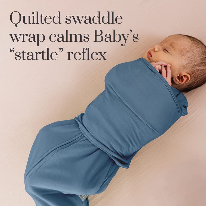 Owlet Dream Sleeper with Swaddle, Baby Sleep Sack and Wrap, Bedtime Blue, 0-3M
