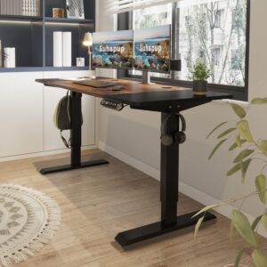 Electric Height Adjustable Standing Desk, 63 x 30inches Height Adjustable Computer Desk Sit Stand Desk Home Office Desks with Splice Board