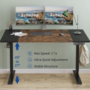 Electric Height Adjustable Standing Desk, 63 x 30inches Height Adjustable Computer Desk Sit Stand Desk Home Office Desks with Splice Board